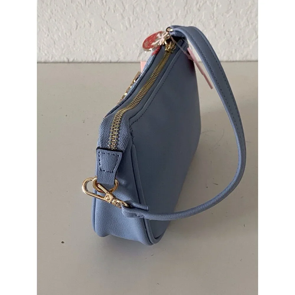Juicy‎ Couture Berry Sweet Convertible Wristlet Dusty Blue Red Purse Bag NEW